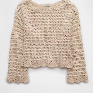 AE Ballet Neck Open Knit Sweater NWT